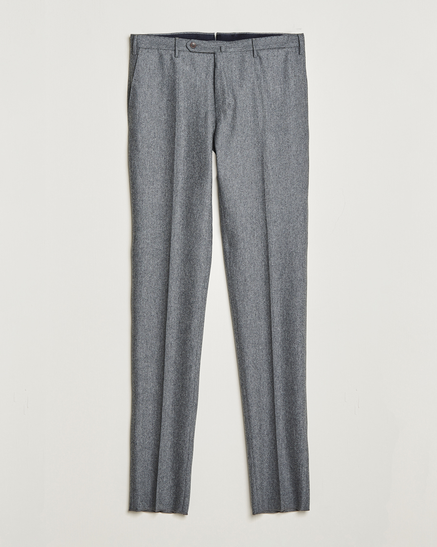 Heren | Broeken | Incotex | Slim Fit Carded Flannel Trousers Grey Melange
