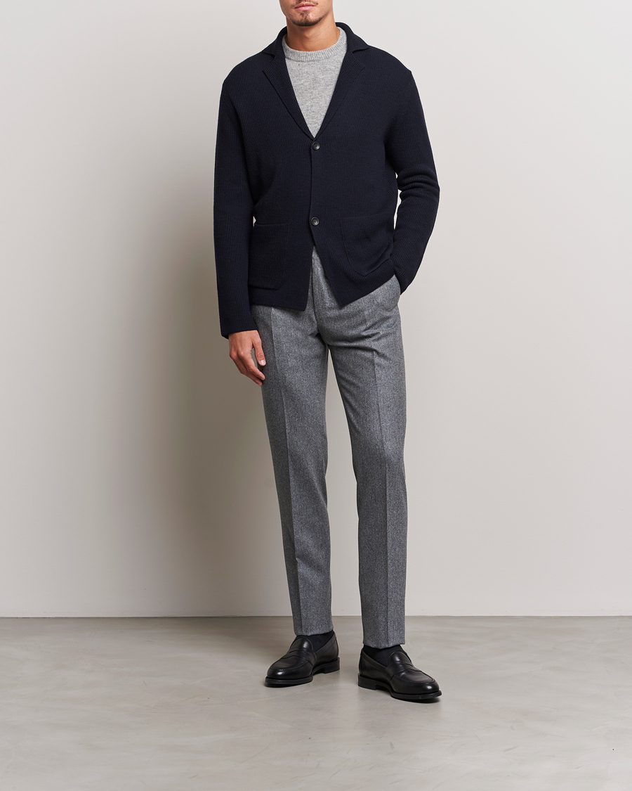 Heren | Broeken | Incotex | Slim Fit Carded Flannel Trousers Grey Melange