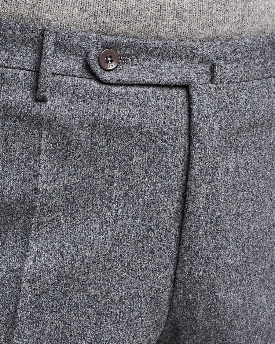 Heren | Broeken | Incotex | Slim Fit Carded Flannel Trousers Grey Melange