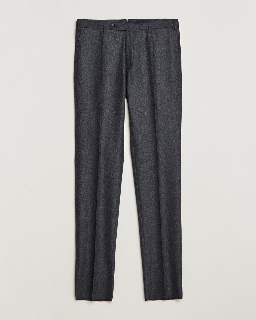 Heren | Broeken | Incotex | Slim Fit Carded Flannel Trousers Dark Grey