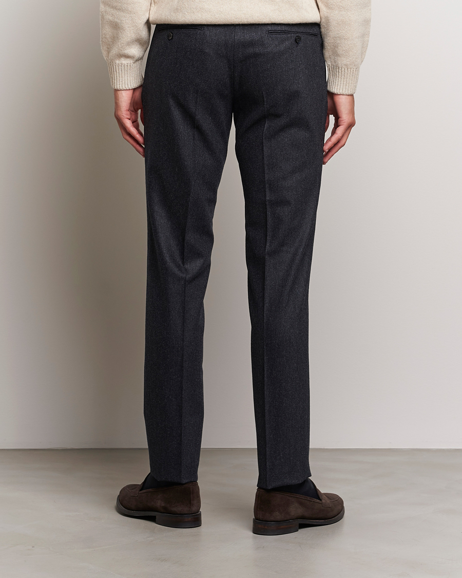 Heren | Broeken | Incotex | Slim Fit Carded Flannel Trousers Dark Grey