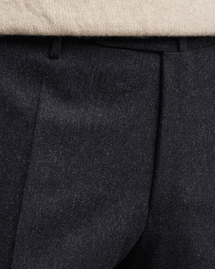 Heren | Broeken | Incotex | Slim Fit Carded Flannel Trousers Dark Grey