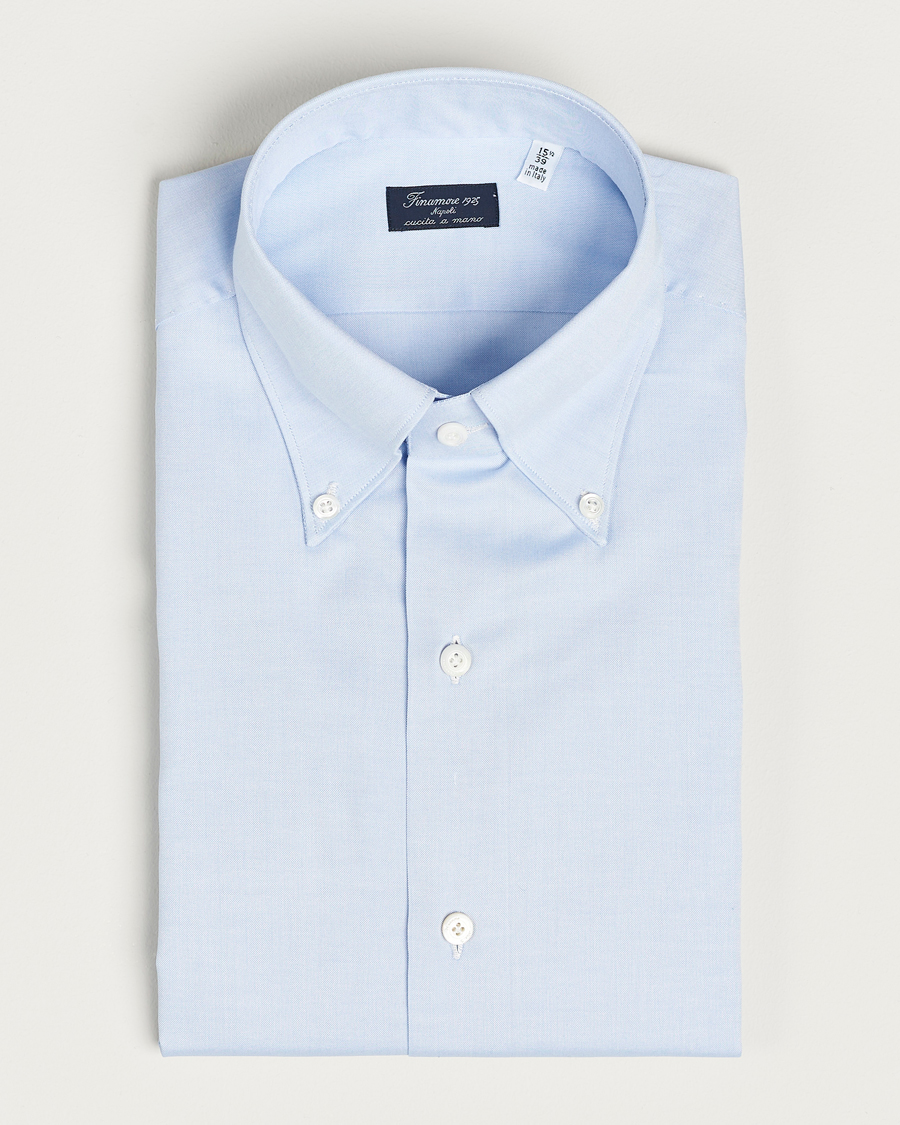 Heren | Zakelijke overhemden | Finamore Napoli | Milano Slim Oxford Button Down Shirt Light Blue