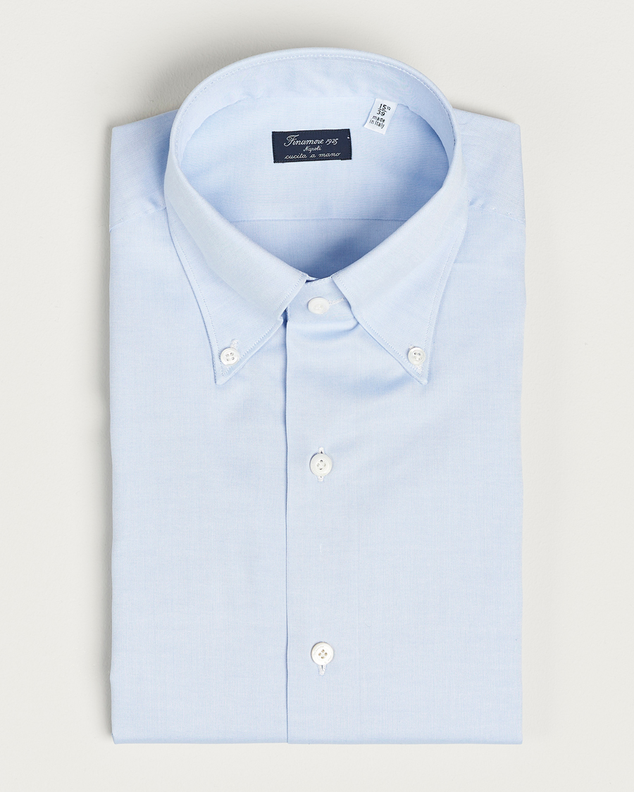 Heren | Overhemden | Finamore Napoli | Milano Slim Oxford Button Down Shirt Light Blue