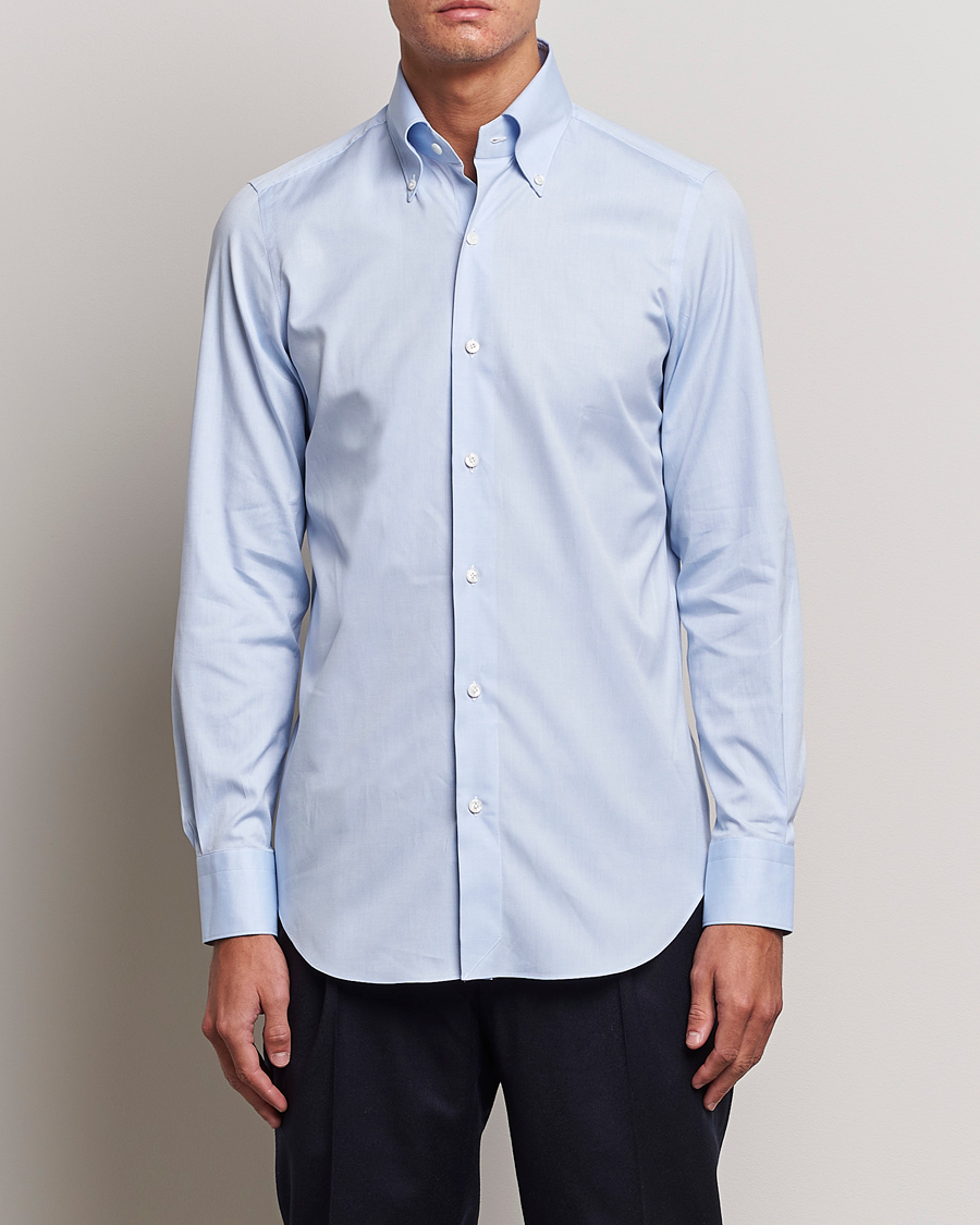 Heren | Overhemden | Finamore Napoli | Milano Slim Oxford Button Down Shirt Light Blue