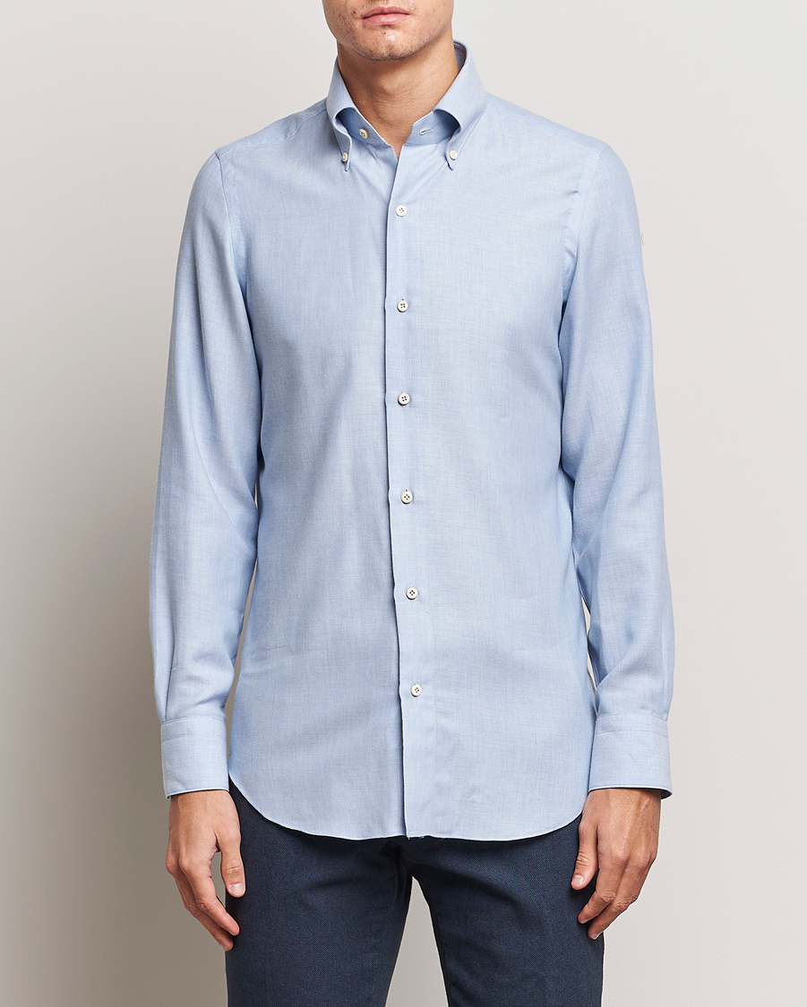 Heren |  | Finamore Napoli | Milano Slim Cashmere BD Shirt Light Blue