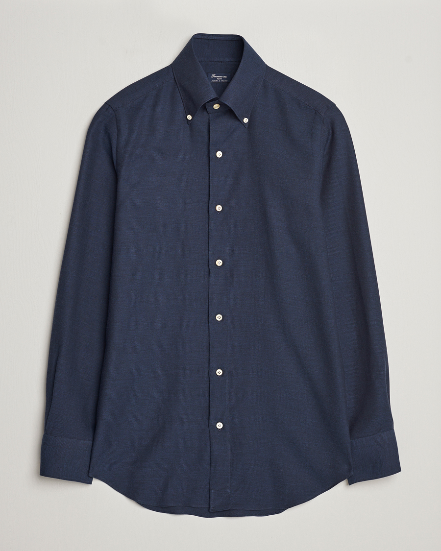 Heren | Overhemden | Finamore Napoli | Milano Slim Cashmere BD Shirt Navy