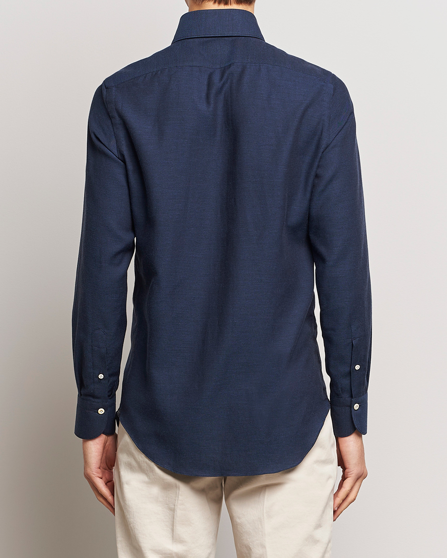 Heren | Overhemden | Finamore Napoli | Milano Slim Cashmere BD Shirt Navy