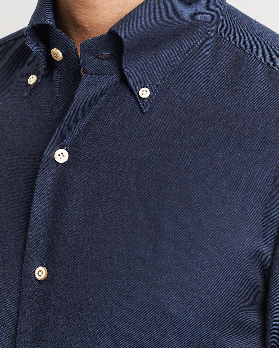 Heren | Overhemden | Finamore Napoli | Milano Slim Cashmere BD Shirt Navy
