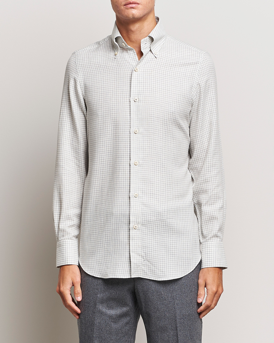 Heren | Overhemden | Finamore Napoli | Milano Slim Cashmere BD Shirt Light Grey