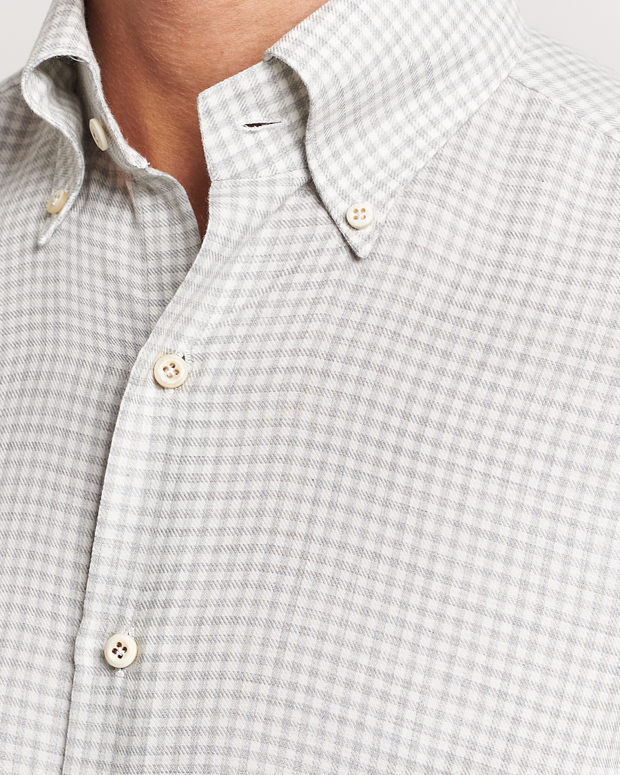 Heren | Overhemden | Finamore Napoli | Milano Slim Cashmere BD Shirt Light Grey