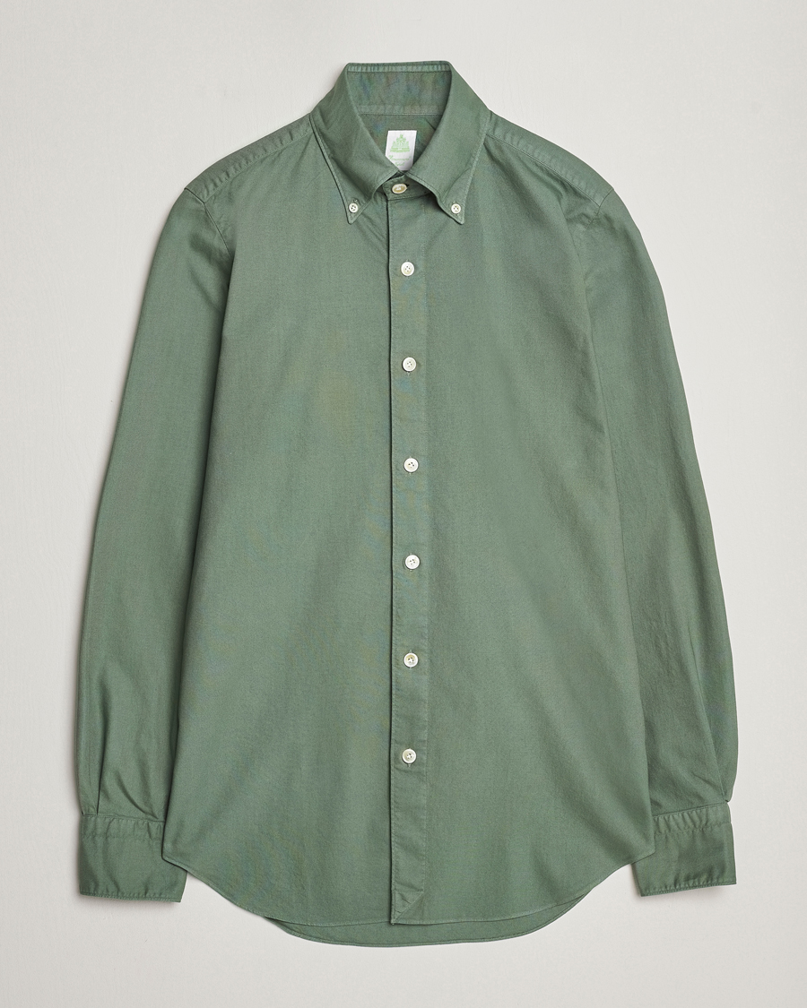 Heren | Overhemden | Finamore Napoli | Tokyo Slim Oxford Button Down Shirt Olive