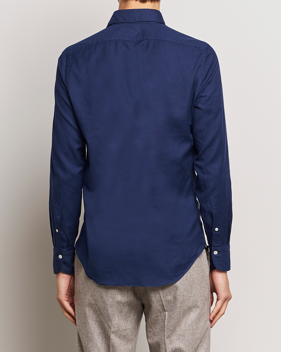 Heren | Overhemden | Finamore Napoli | Tokyo Slim Flannel Shirt Navy