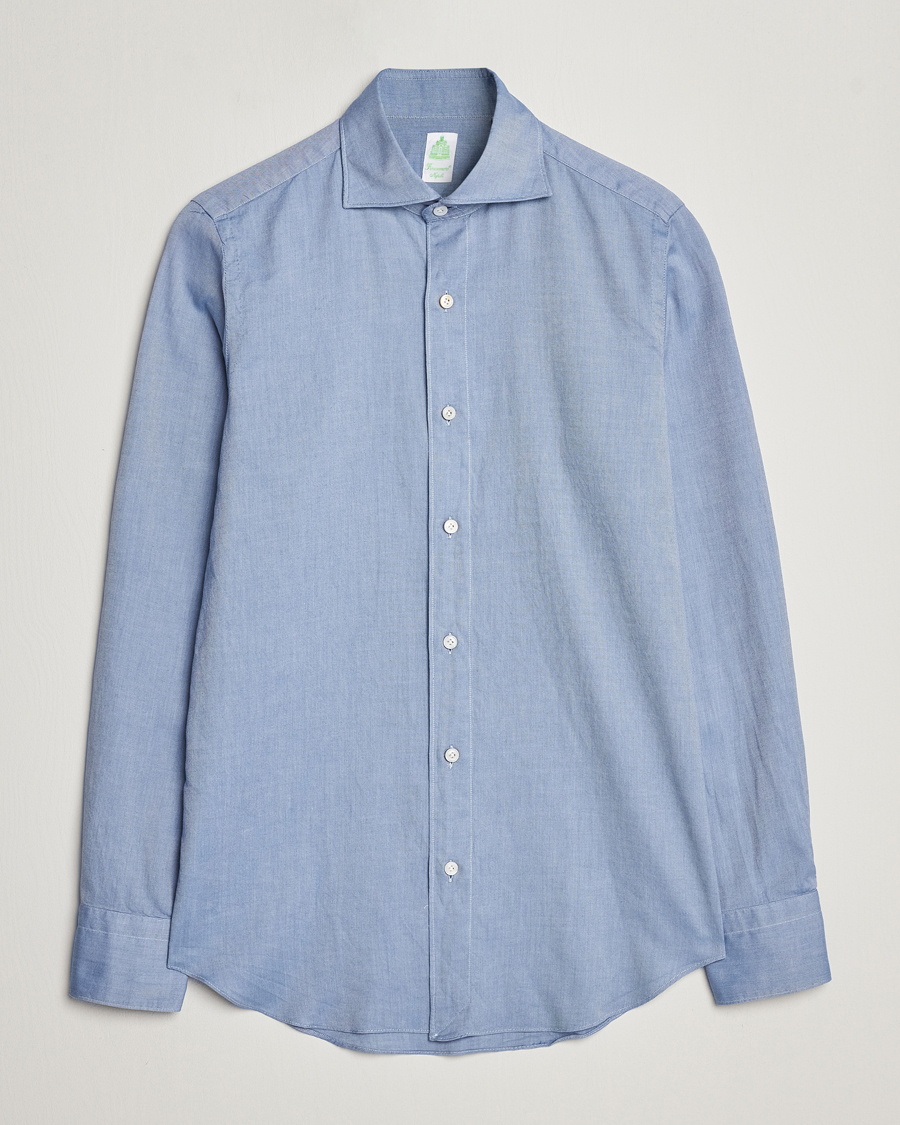 Heren | Overhemden | Finamore Napoli | Tokyo Slim Flannel Shirt Light Blue