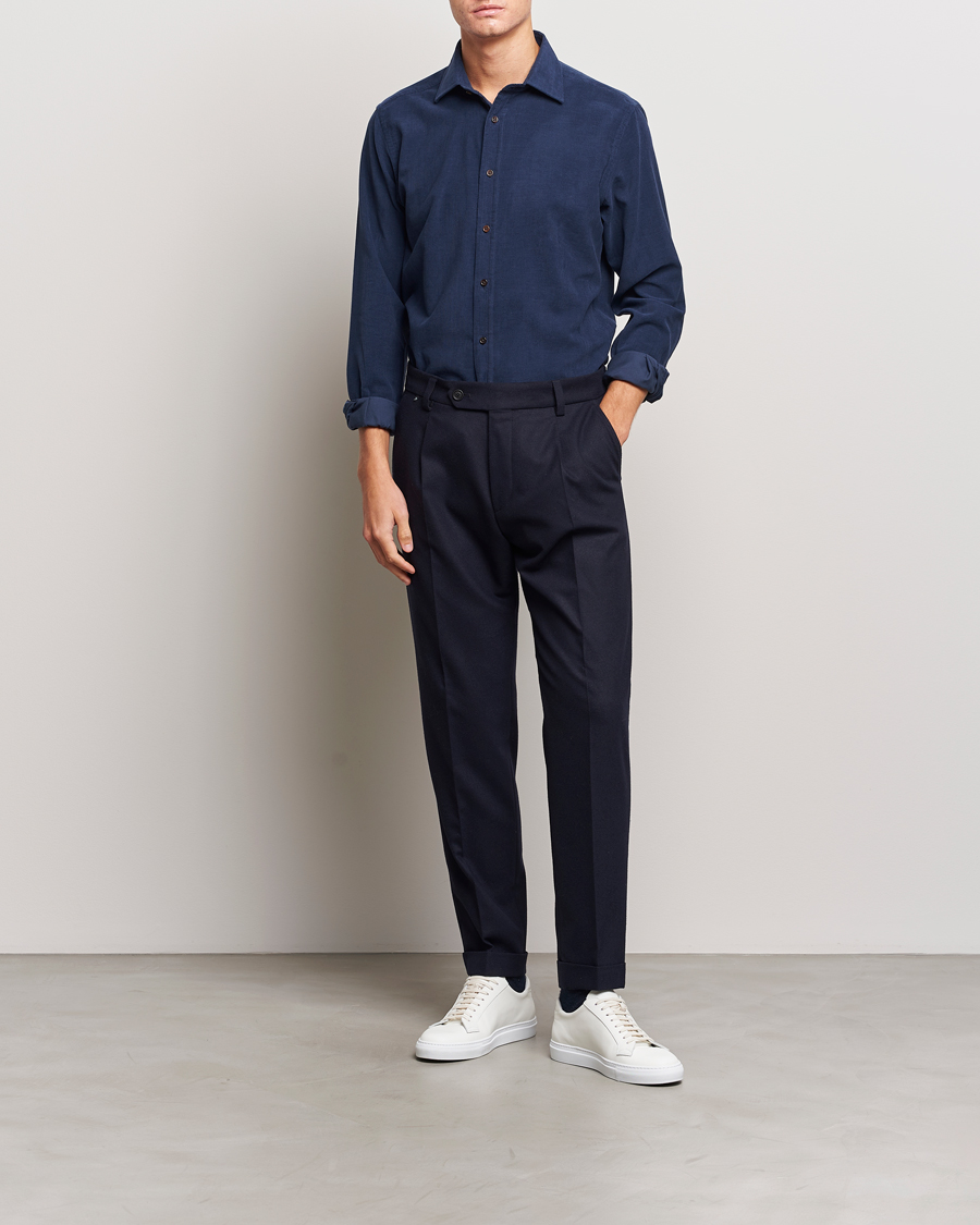 Heren | Overhemden | Ralph Lauren Purple Label | Cotton/Cashmere Corduroy Shirt Navy