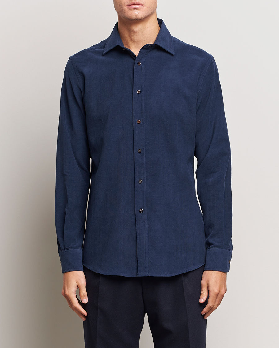 Heren | Overhemden | Ralph Lauren Purple Label | Cotton/Cashmere Corduroy Shirt Navy