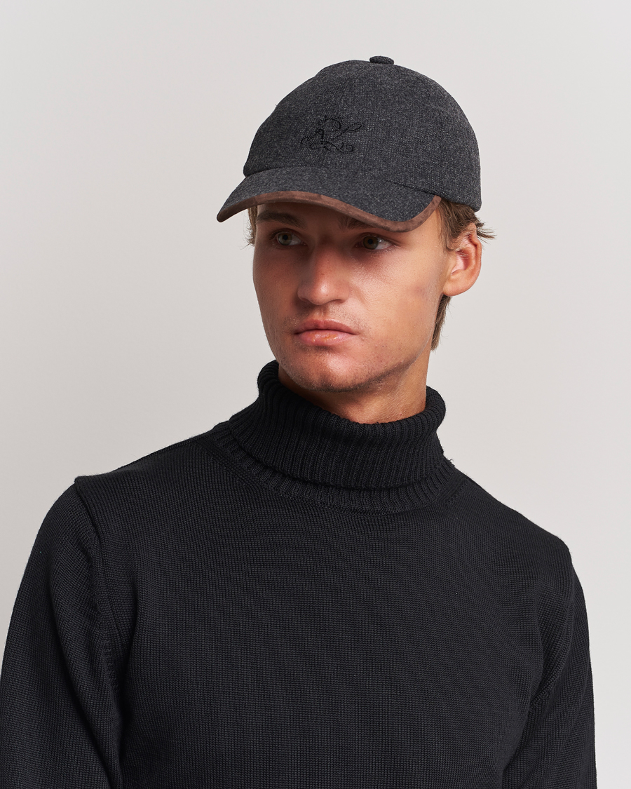 Heren |  | Ralph Lauren Purple Label | Herringbone Wool Baseball Cap Charcoal