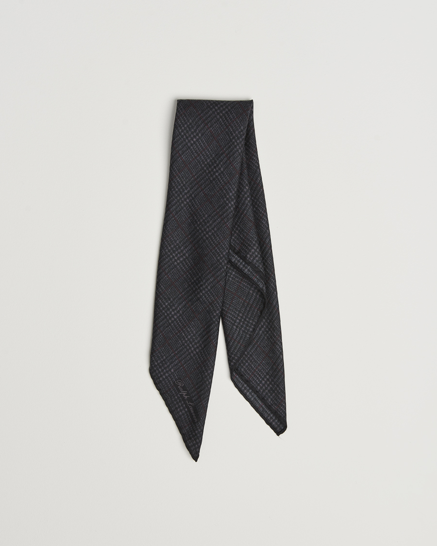 Heren | Ralph Lauren Purple Label Glencheck Wool Scarf Charcoal | Ralph Lauren Purple Label | Glencheck Wool Scarf Charcoal