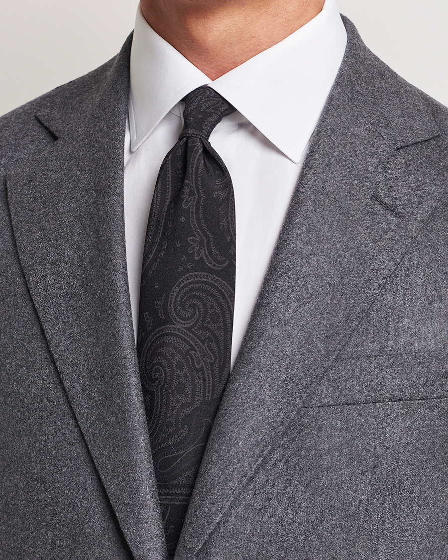 Heren | Ralph Lauren Purple Label | Ralph Lauren Purple Label | Tonal Paisley Tie Charcoal