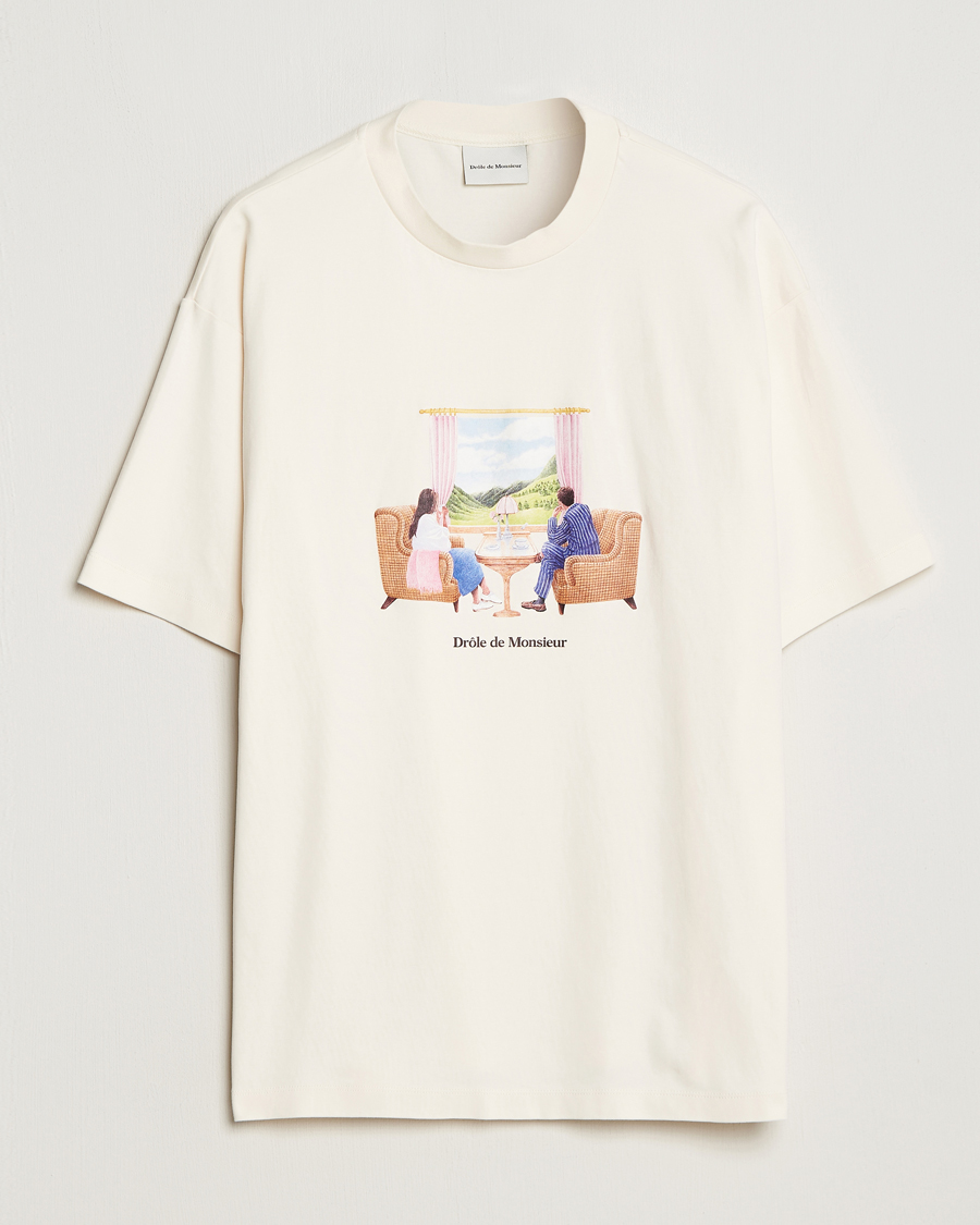 Heren | T-shirts | Drôle de Monsieur | Voyage T-Shirt Cream