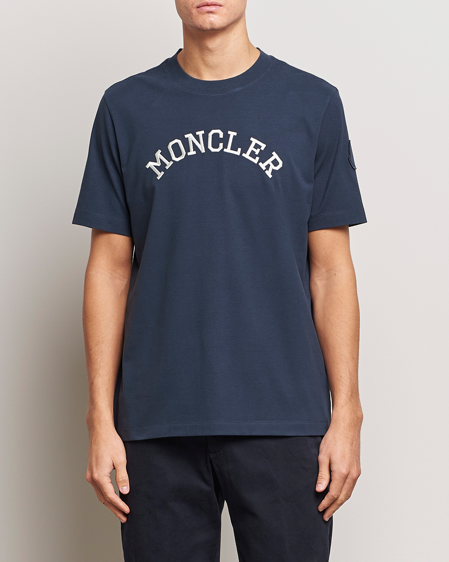 Heren |  | Moncler | Lettering T-Shirt Navy
