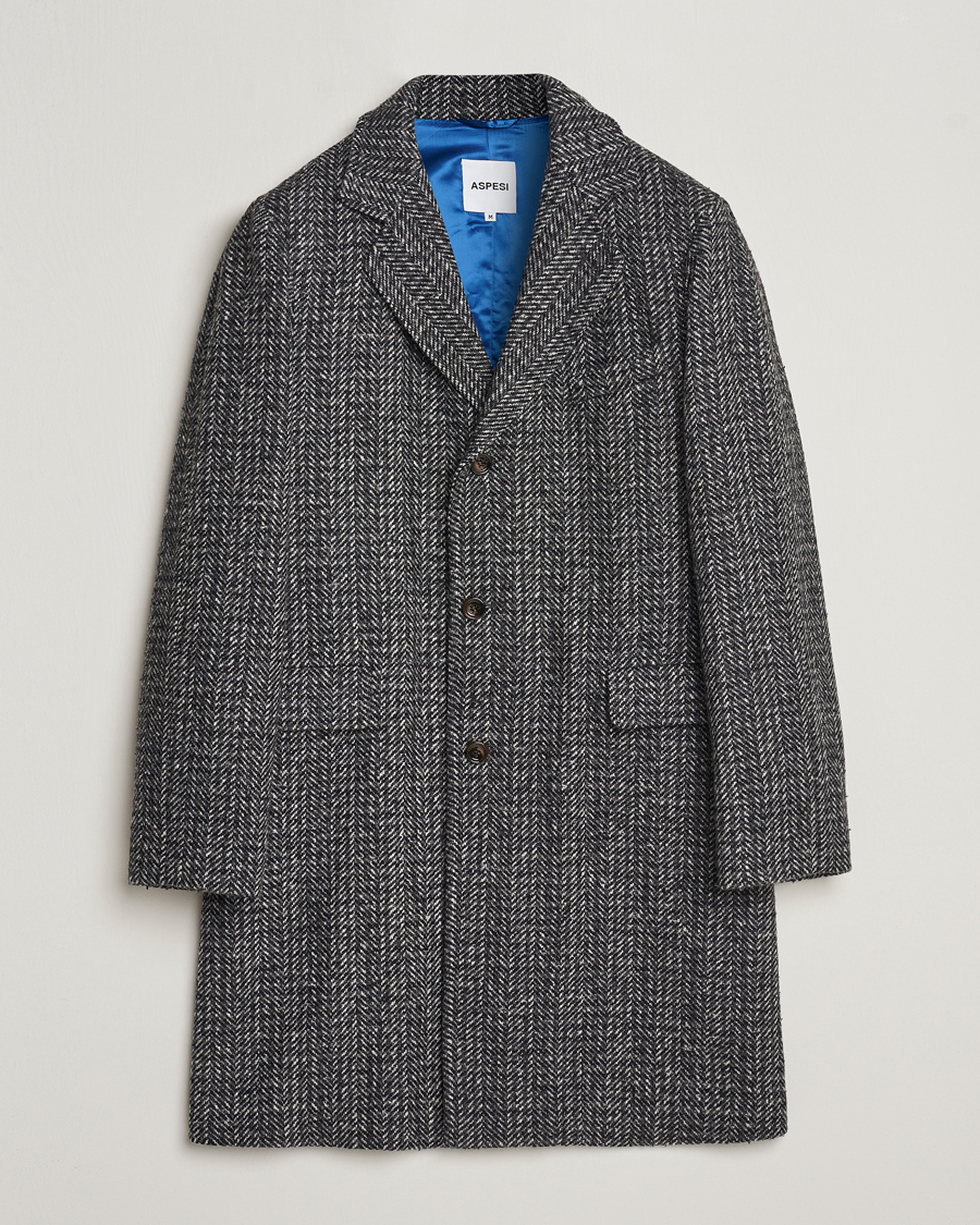 Heren | Jassen | Aspesi | Herringbone Wool Coat Grey