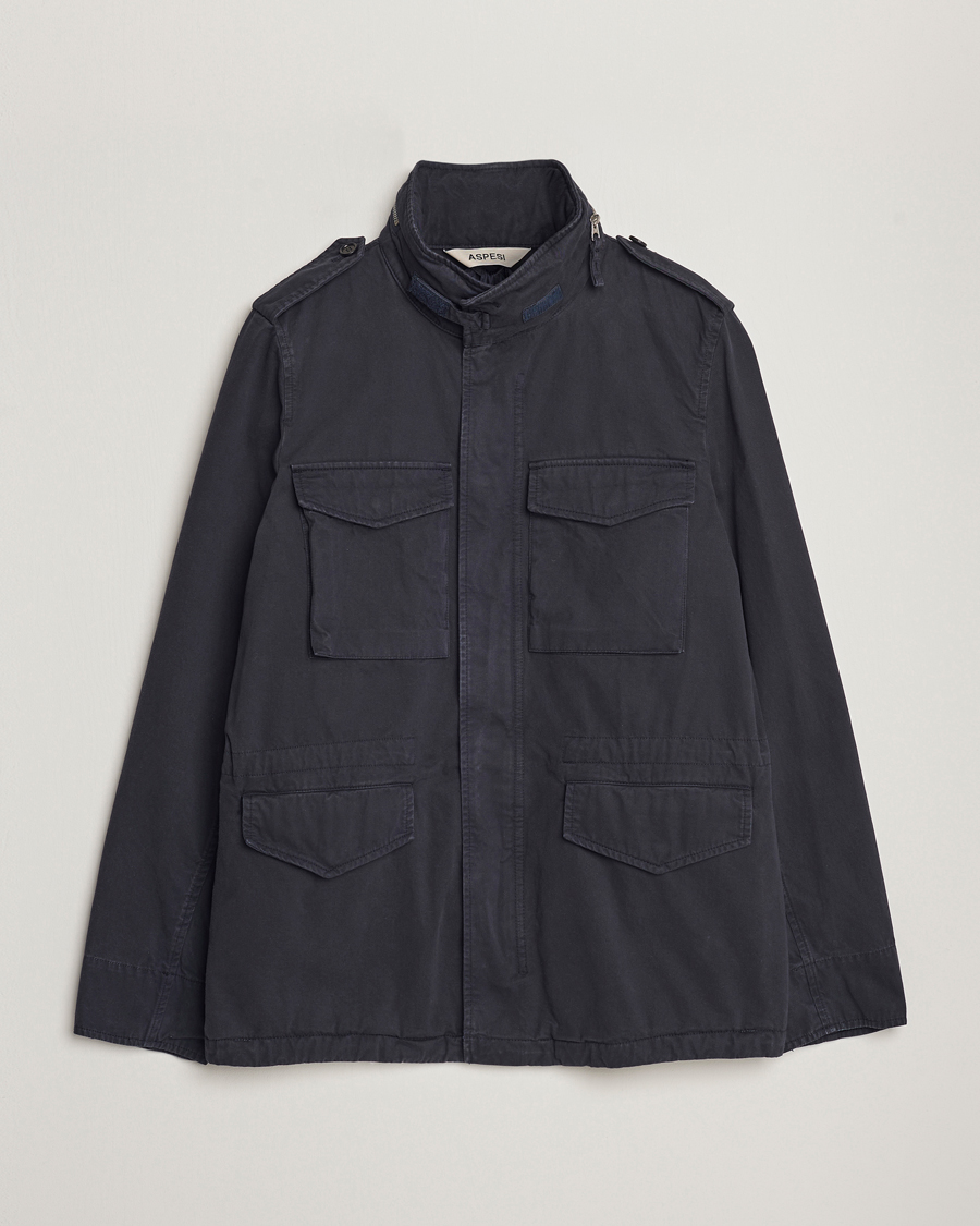 Heren | Jassen | Aspesi | Lined Cotton Field Jacket Navy
