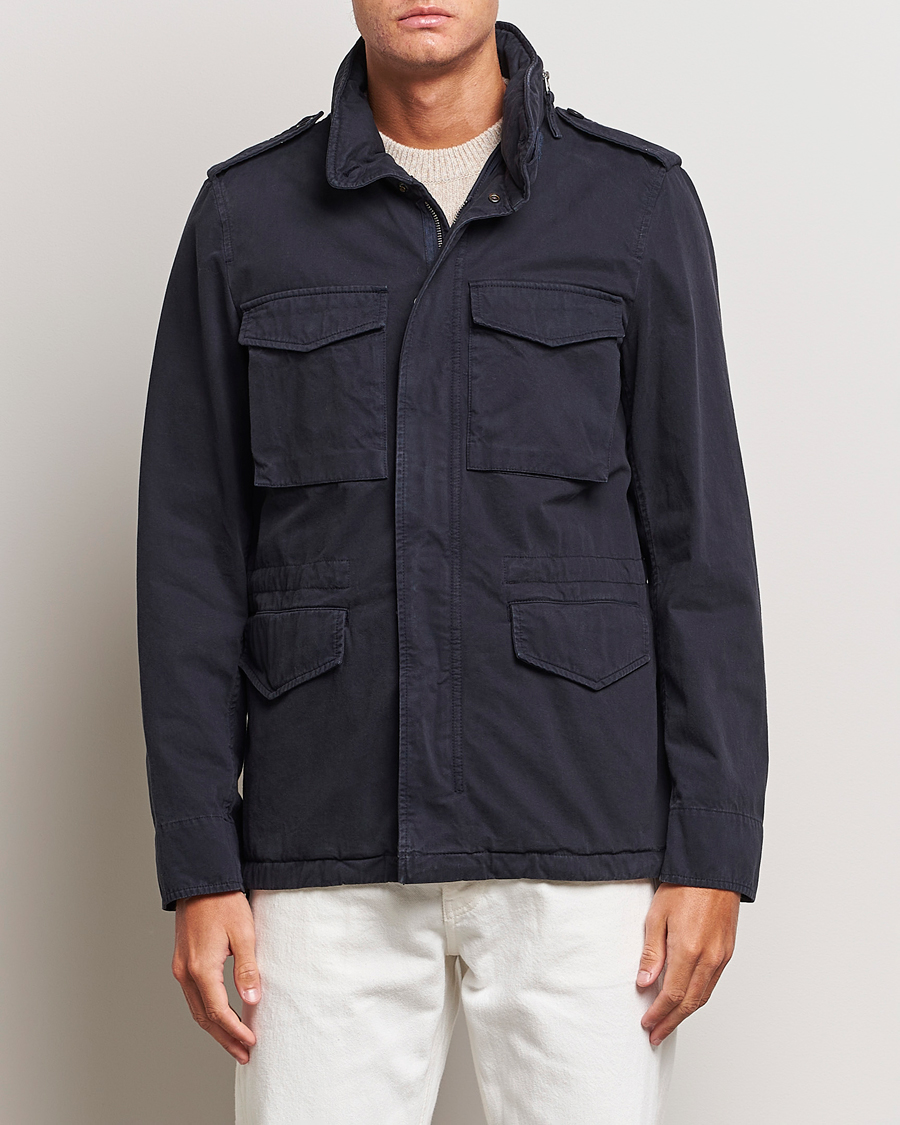 Heren | Jassen | Aspesi | Lined Cotton Field Jacket Navy