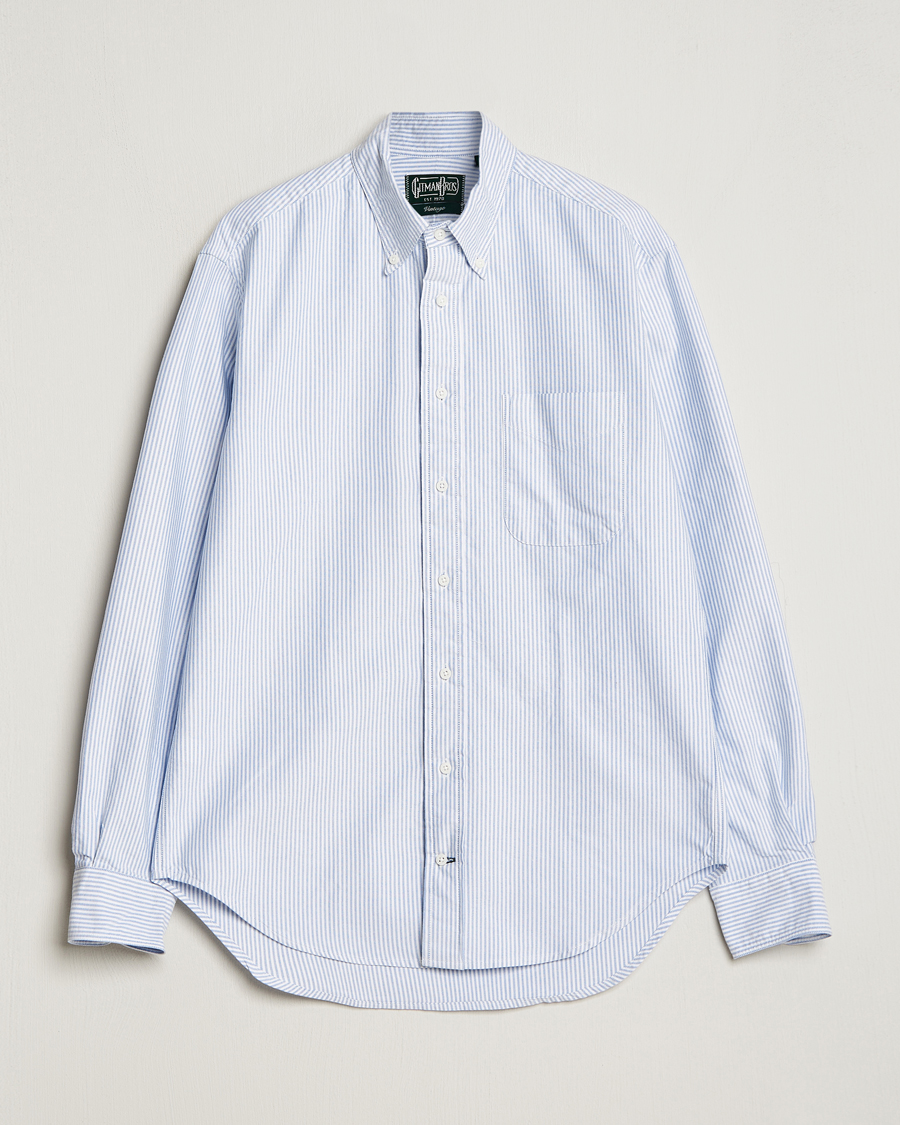 Heren | Overhemden | Gitman Vintage | Button Down Striped Oxford Shirt Light Blue