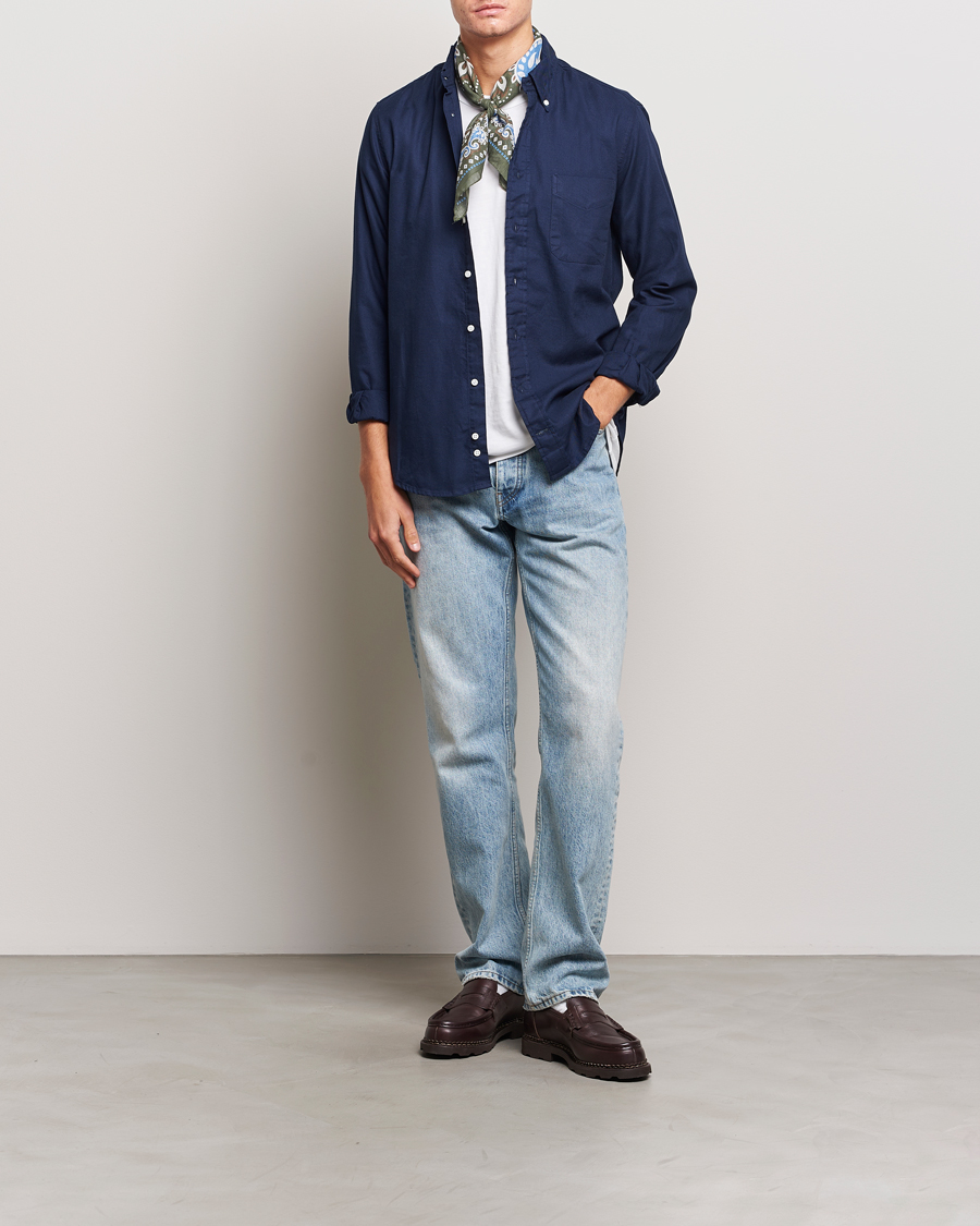 Heren | Overhemden | Gitman Vintage | Button Down Hopsack Shirt Navy