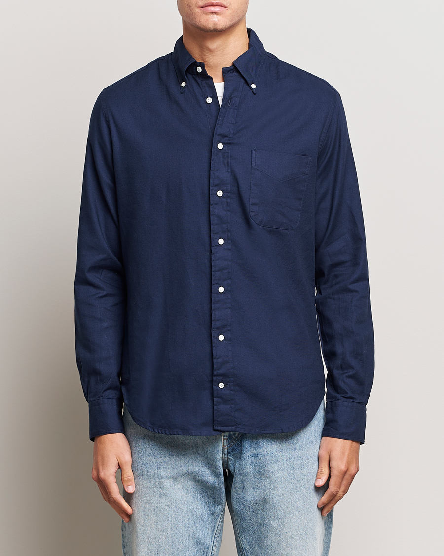 Heren | Overhemden | Gitman Vintage | Button Down Hopsack Shirt Navy