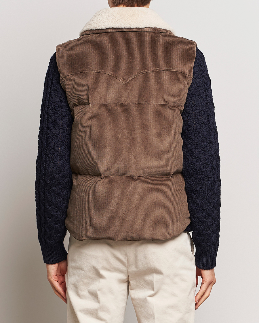 Heren | Jassen | Valstar | Corduroy Shearling Collar Down Vest Brown