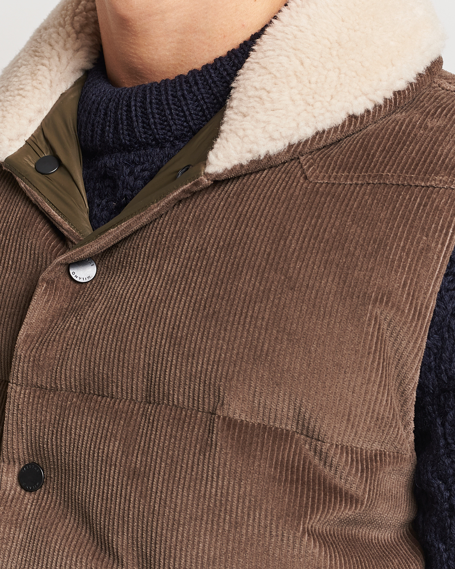 Heren | Jassen | Valstar | Corduroy Shearling Collar Down Vest Brown