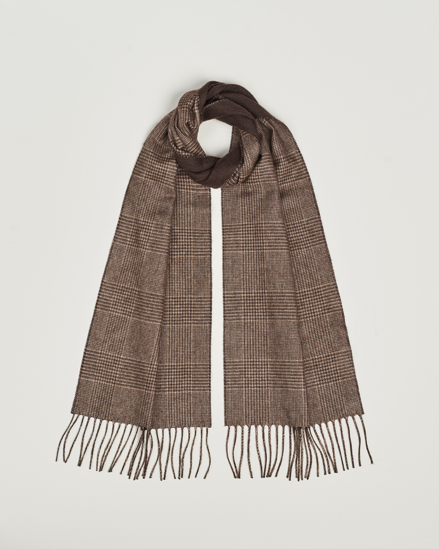 Heren | Piacenza Cashmere Cashmere/Silk Glencheck Scarf Brown | Piacenza Cashmere | Cashmere/Silk Glencheck Scarf Brown