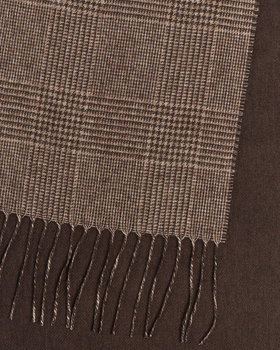 Heren | Piacenza Cashmere Cashmere/Silk Glencheck Scarf Brown | Piacenza Cashmere | Cashmere/Silk Glencheck Scarf Brown