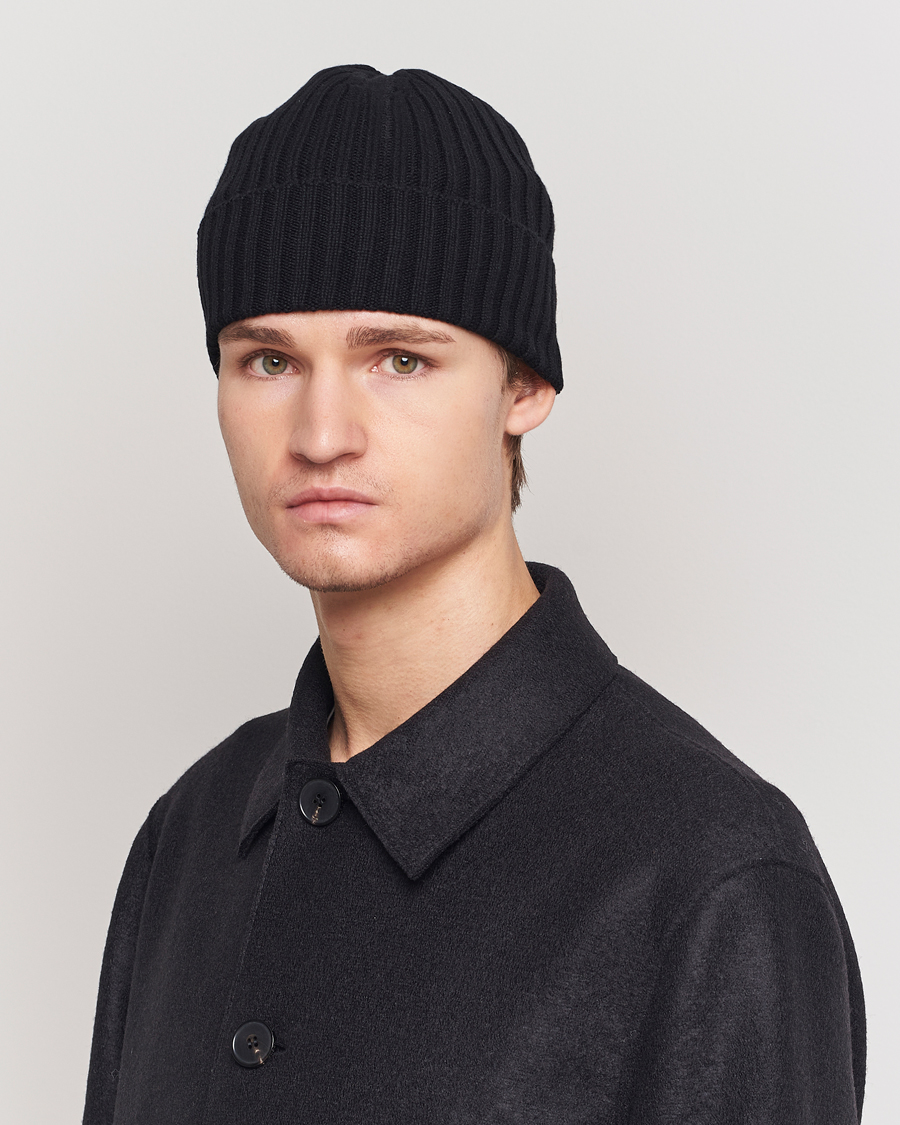 Heren |  | Piacenza Cashmere | Ribbed Cashmere Beanie Black