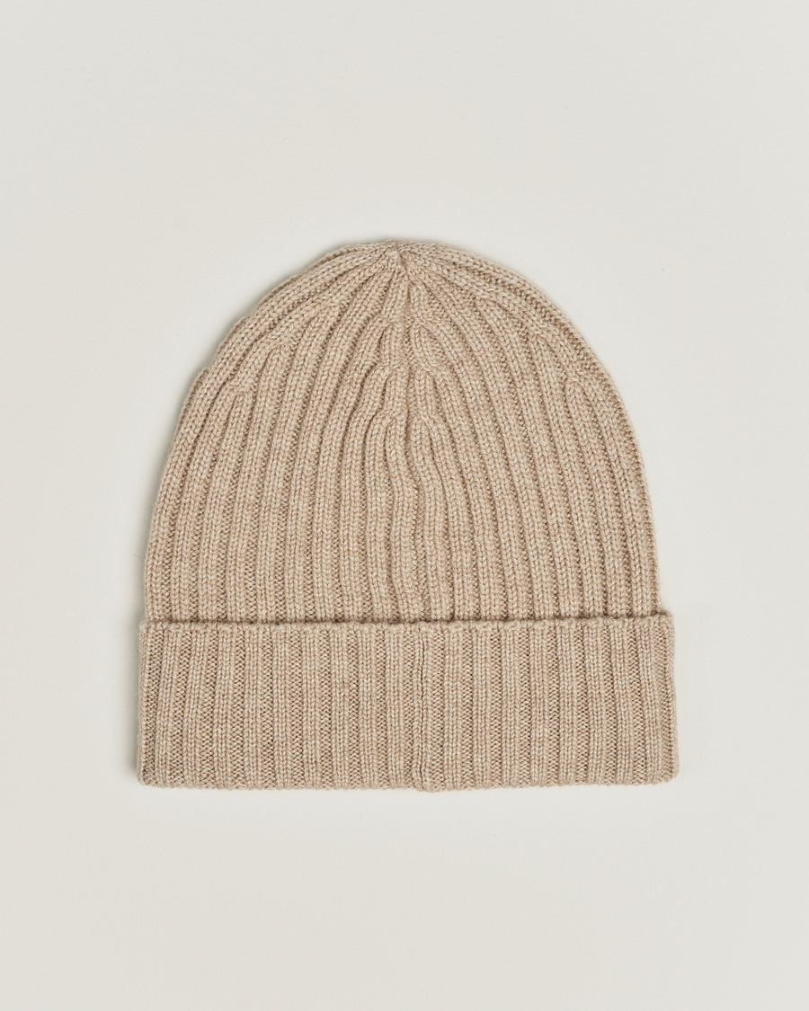 Heren | Piacenza Cashmere Ribbed Cashmere Beanie Light Beige | Piacenza Cashmere | Ribbed Cashmere Beanie Light Beige