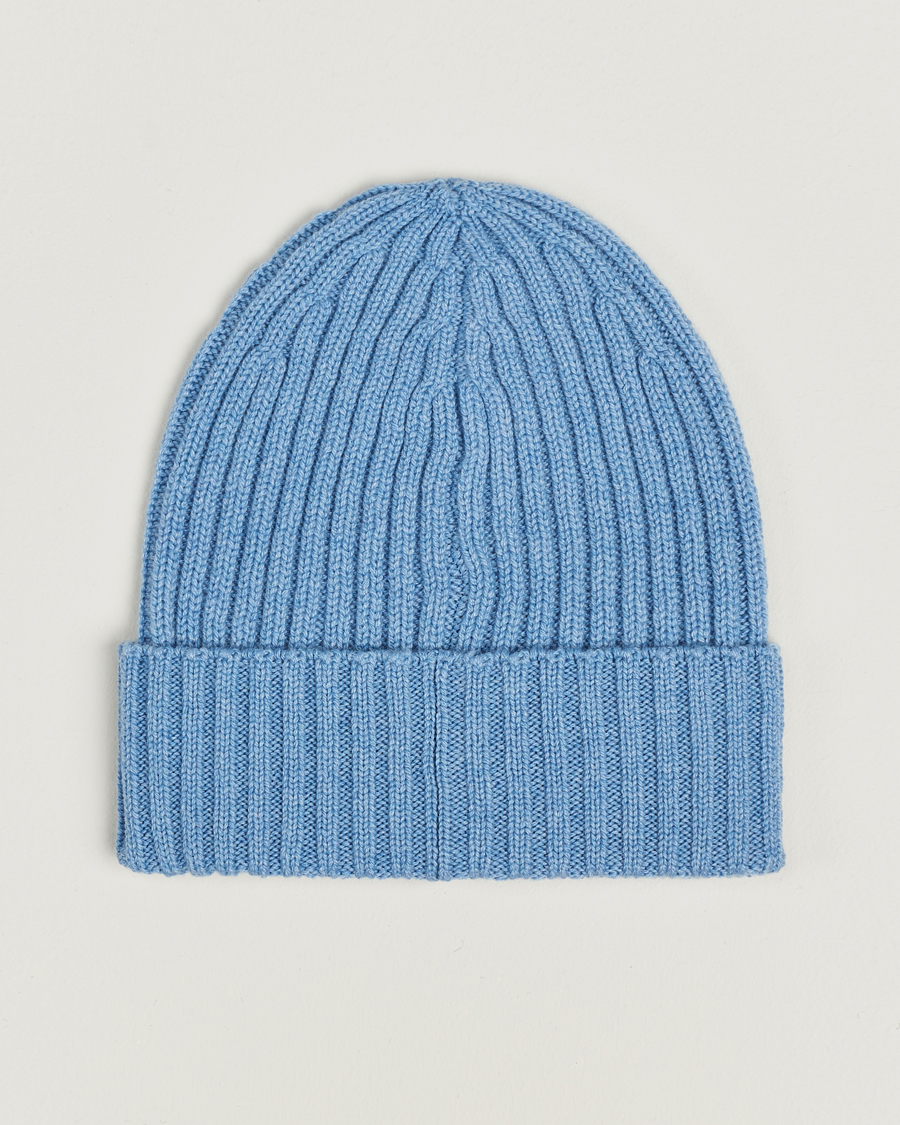 Heren | Accessoires | Piacenza Cashmere | Ribbed Cashmere Beanie Light Blue