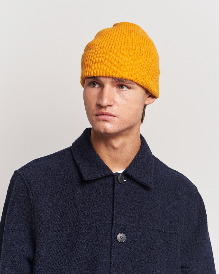 Heren | Mutsen | Le Bonnet | Lambswool/Caregora Beanie Orange Peel