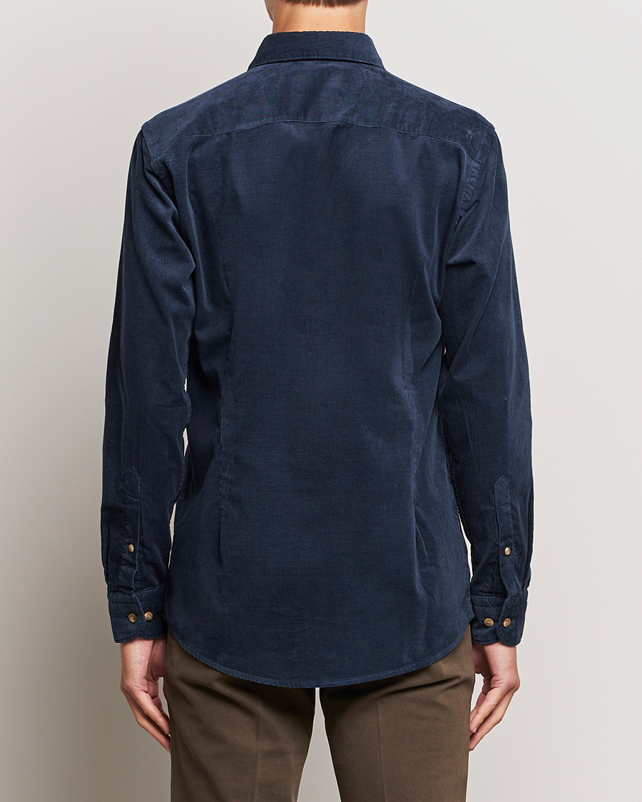 Heren | Overhemden | Eton | Slim Fit Fine Wale Corduroy Shirt Navy Blue