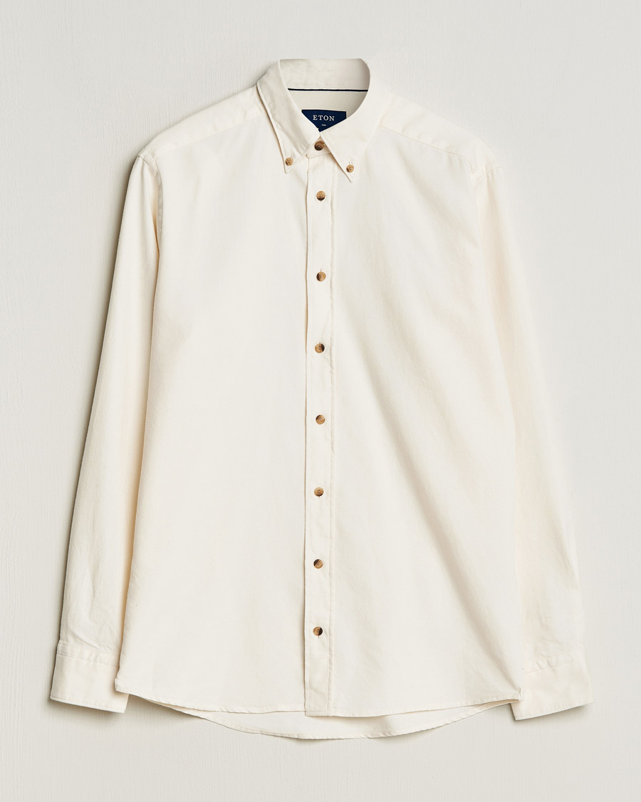 Heren | Overhemden | Eton | Slim Fit Twill Flannel Shirt Off White