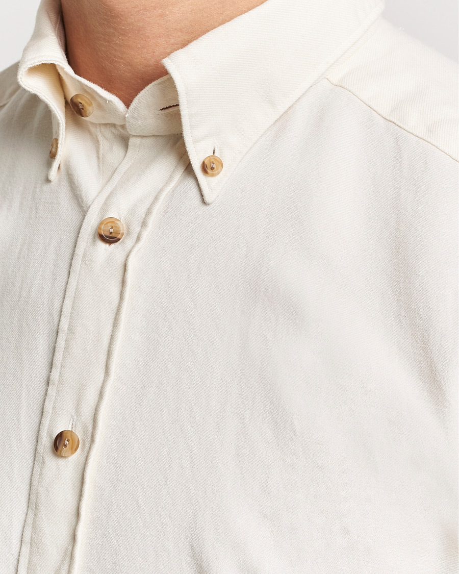 Heren | Overhemden | Eton | Slim Fit Twill Flannel Shirt Off White