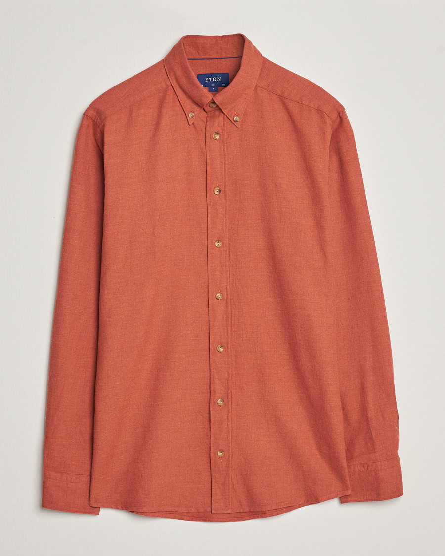 Heren | Overhemden | Eton | Slim Fit Twill Flannel Shirt Rust Red
