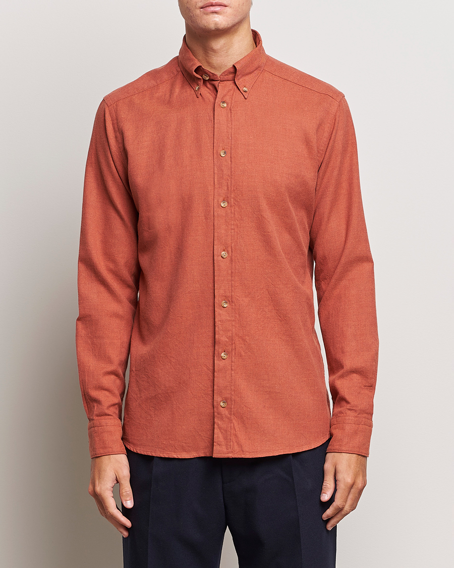 Heren | Overhemden | Eton | Slim Fit Twill Flannel Shirt Rust Red