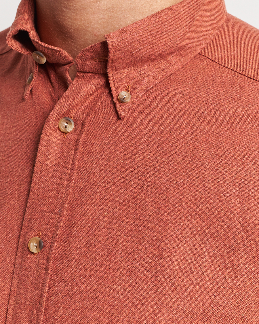 Heren | Overhemden | Eton | Slim Fit Twill Flannel Shirt Rust Red