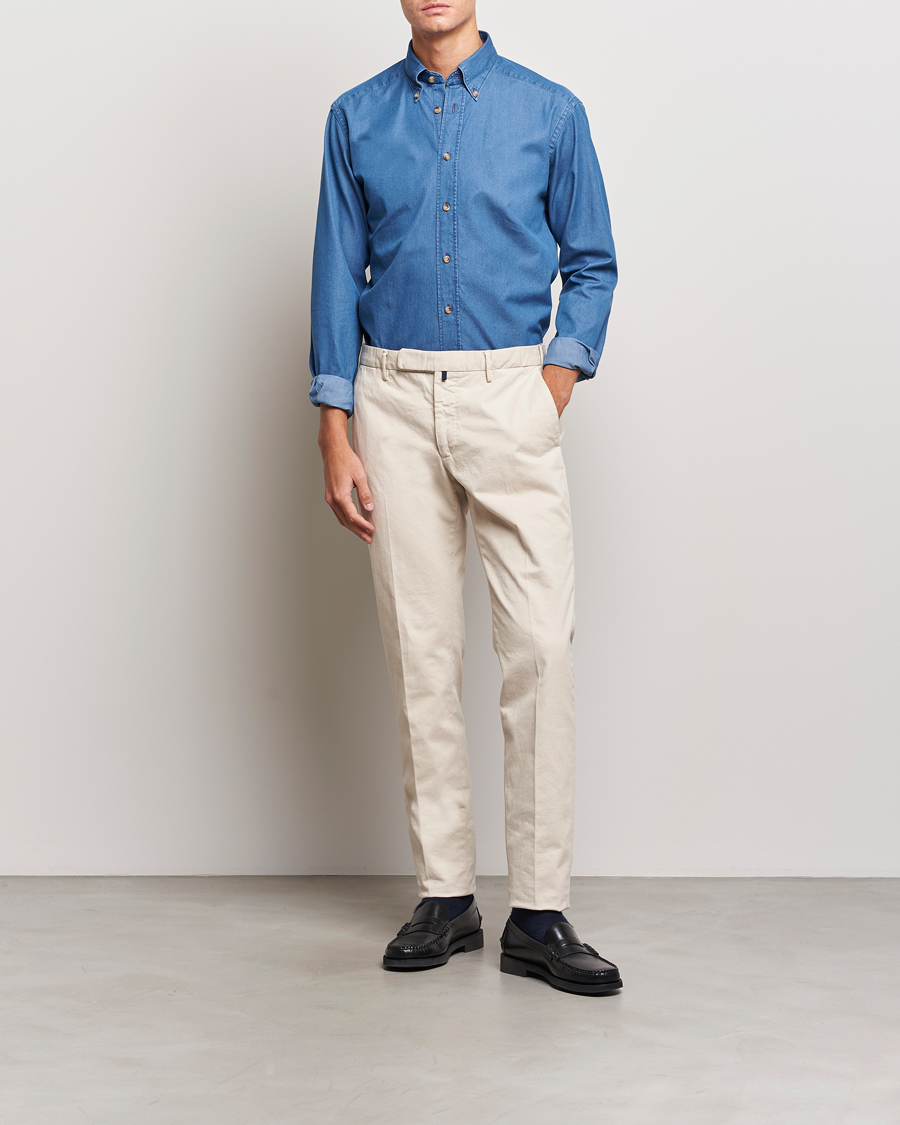 Heren | Overhemden | Eton | Slim Fit Denim Shirt Blue