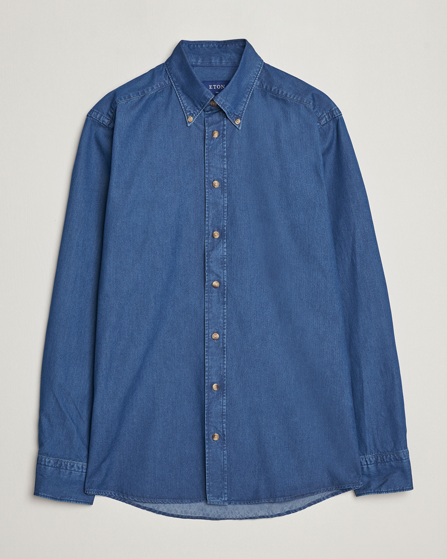 Heren | Overhemden | Eton | Slim Fit Denim Shirt Dark Blue