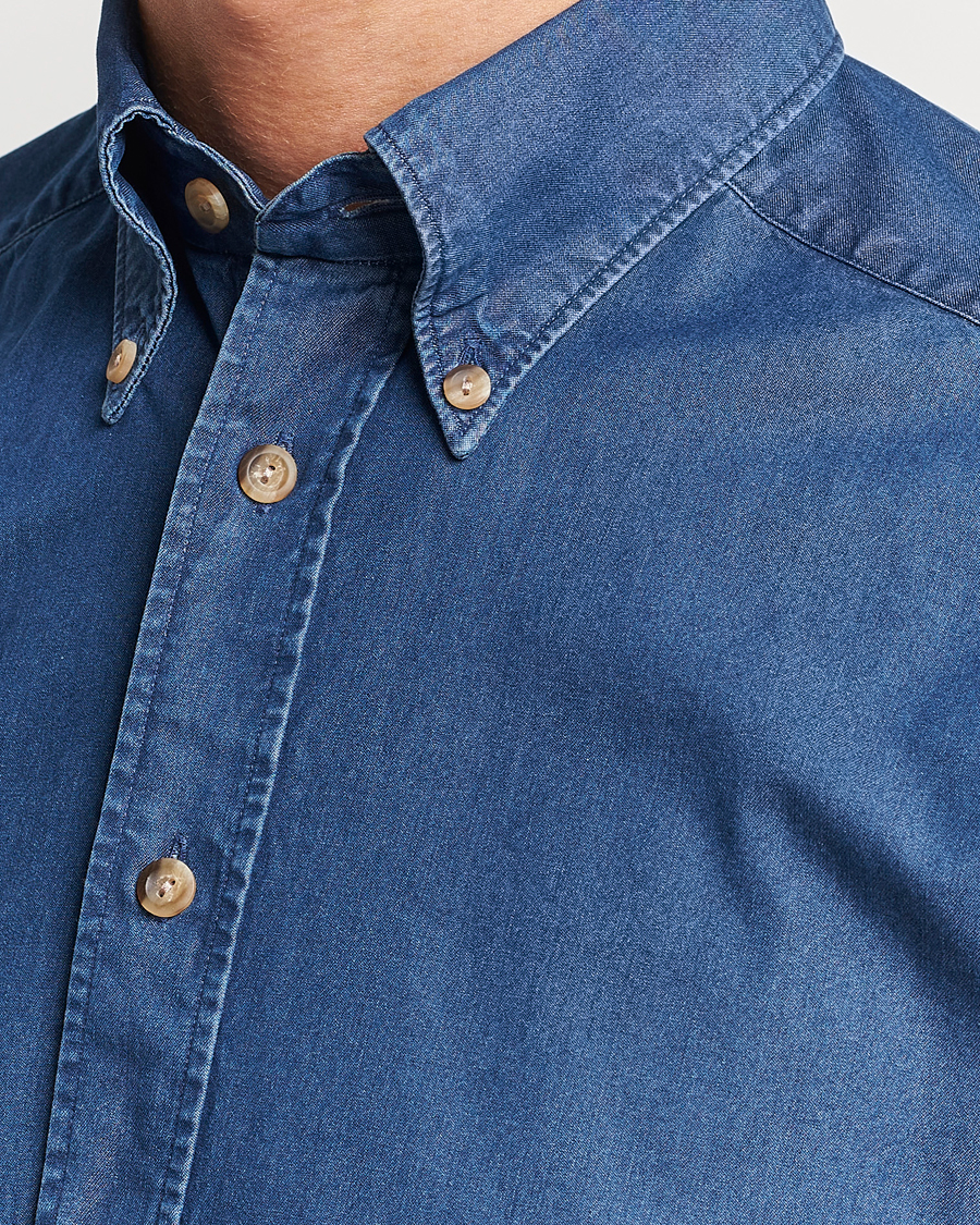 Heren | Overhemden | Eton | Slim Fit Denim Shirt Dark Blue