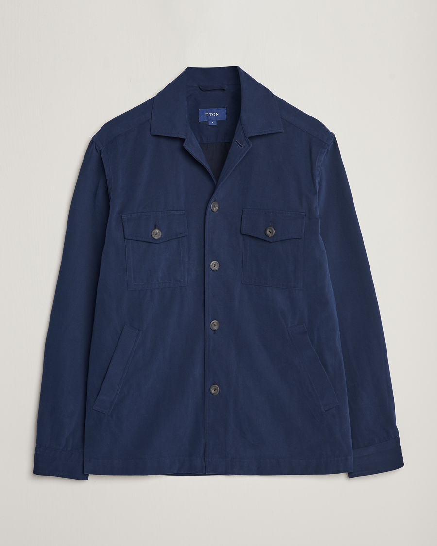 Heren | Overhemden | Eton | Twill Moleskin Overshirt Navy Blue