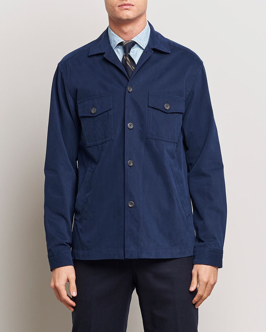 Heren | Overhemden | Eton | Twill Moleskin Overshirt Navy Blue